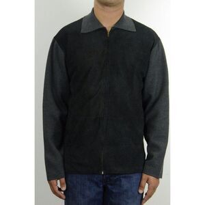 Arkun Mens Wool Knit Collared Grey Jacket Size L